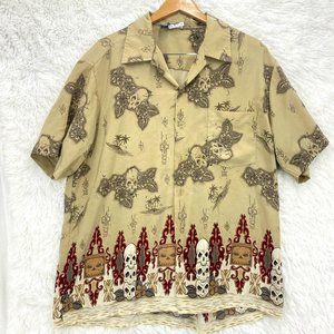 Kennington Ltd. Men's Deadstock Vintage Tan Hawaiian Button Down Shirt XL 90's